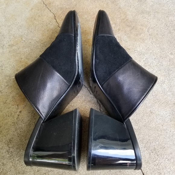 Rag & Bone Black Leather Suede Millie Mules Lucite - Picture 4 of 9